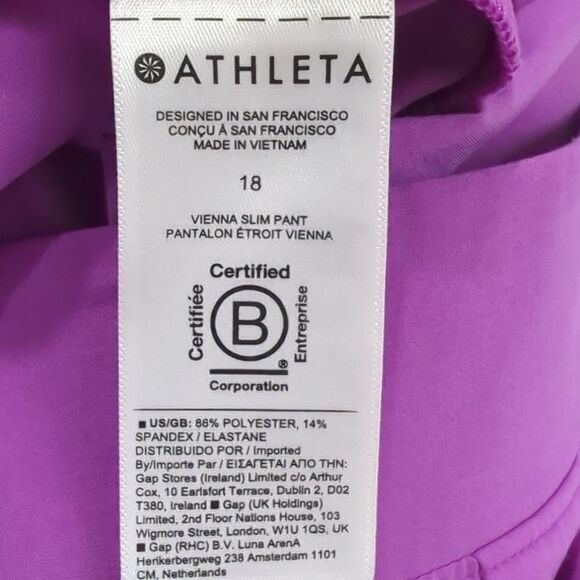 Athleta Pants Womens 18 Purple Vienna Slim Pant Neon - Picture 6 of 11